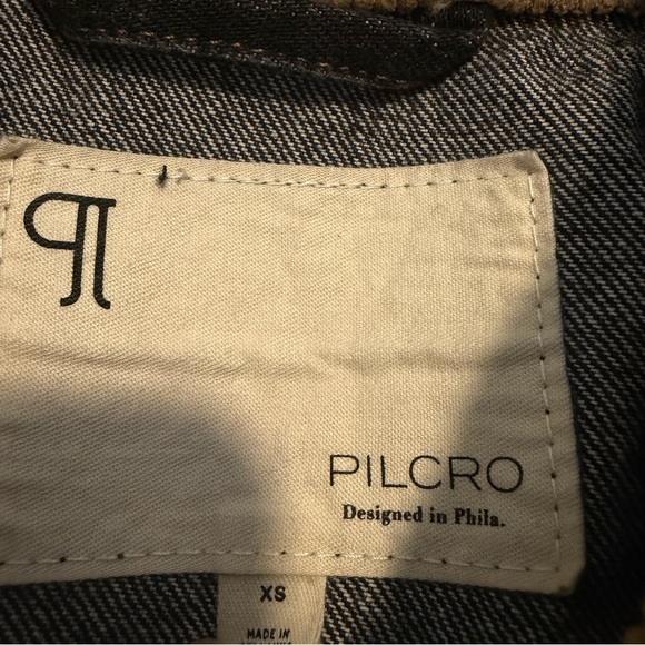 Pilcro Cropped Denim Barn Jacket Corduroy Collar Washed Black Womens XS - Picture 7 of 11